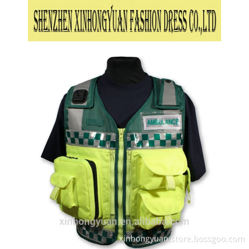 Protective paramedic hi vi ambulance responce vest with reflective tapes